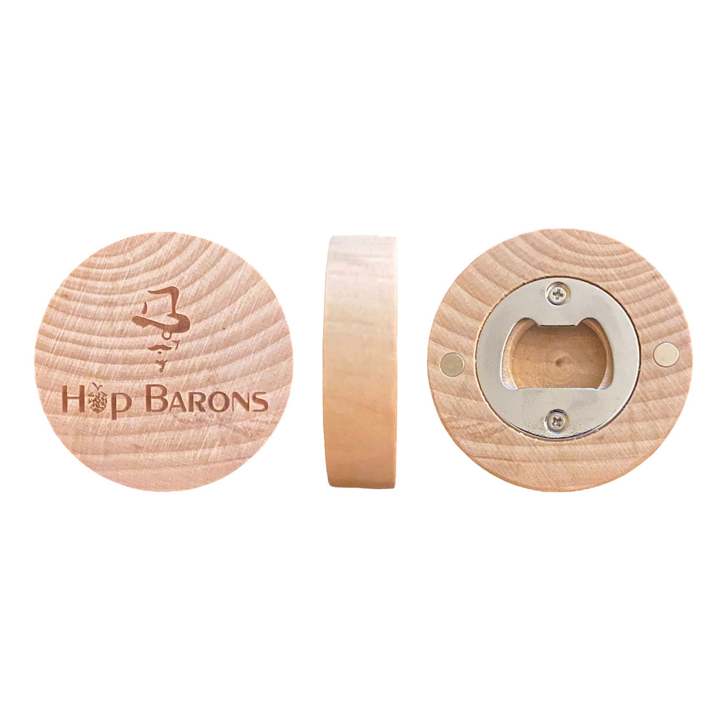 Wooden Bottle Opener w/ Refrigerator Magnet